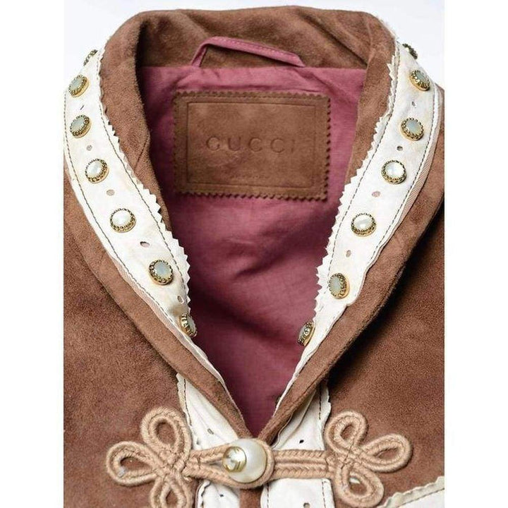 Brown Suede Embroidered Jacket