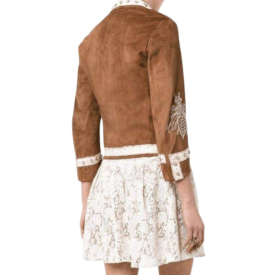 Brown Suede Embroidered Jacket