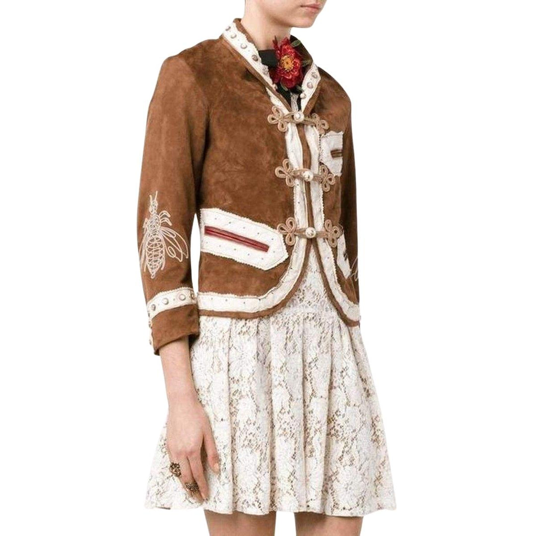 Brown Suede Embroidered Jacket
