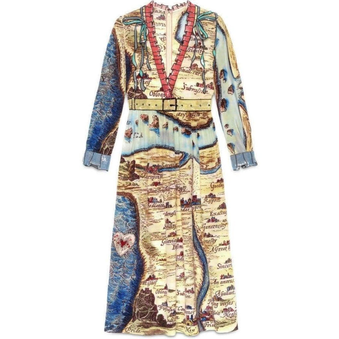 Gucci-Carte De Tendre Silk Print Dress - Runway Catalog