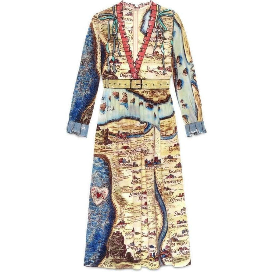 Gucci-Carte De Tendre Silk Print Dress - Runway Catalog