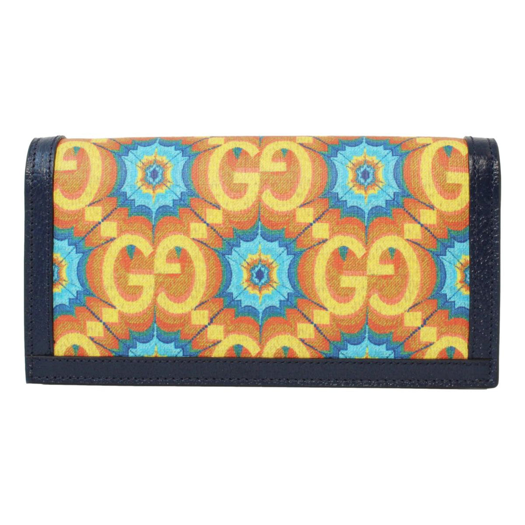 Gucci Centennial Navy Leather GG Kaleidoscope Chain Wallet Bag 676294