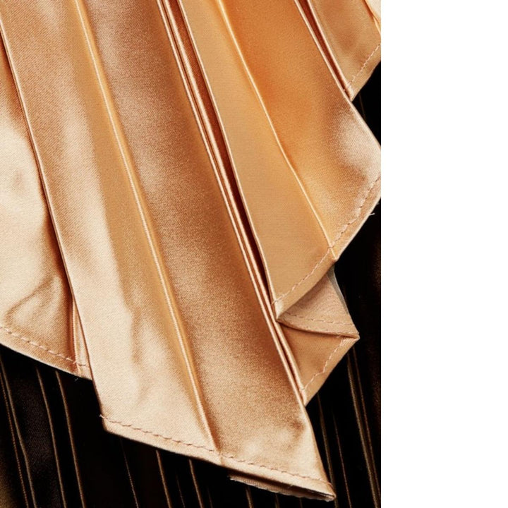 Colorblock Plisse Cape Dress