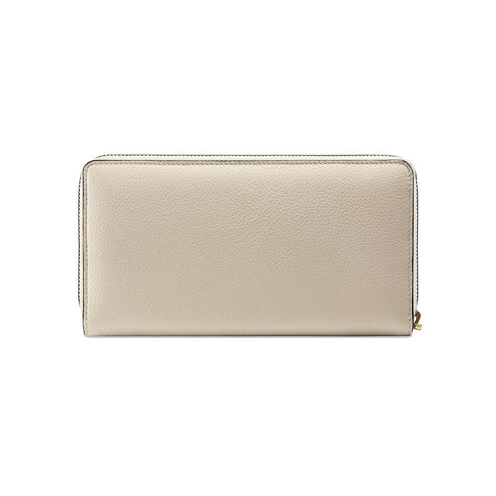 Gucci Cripto Logo White Leather Zip Around Continental Wallet 496317