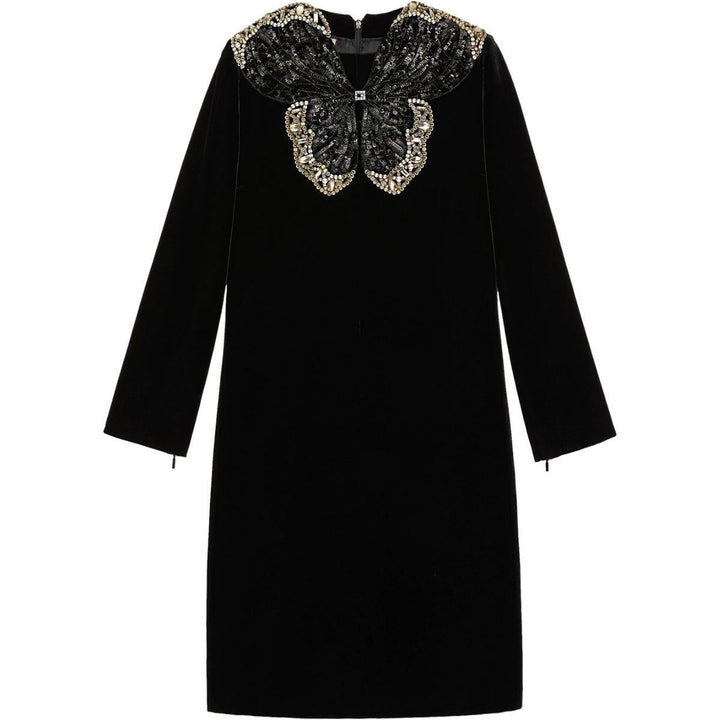 Gucci-Crystal And Sequinned Butterfly Velvet Dress - Runway Catalog