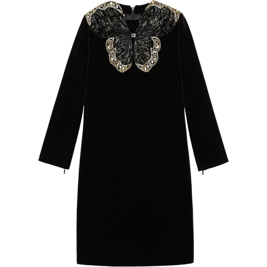 Gucci-Crystal And Sequinned Butterfly Velvet Dress - Runway Catalog