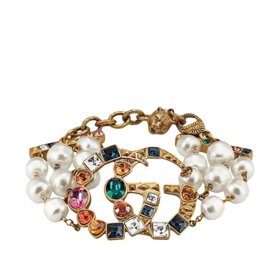 Gucci-Crystal Double G Bracelet - Runway Catalog