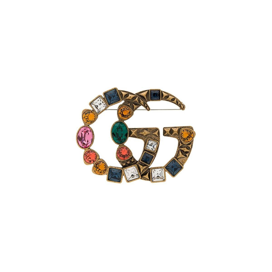 Gucci-Crystal Double G Brooch - Runway Catalog