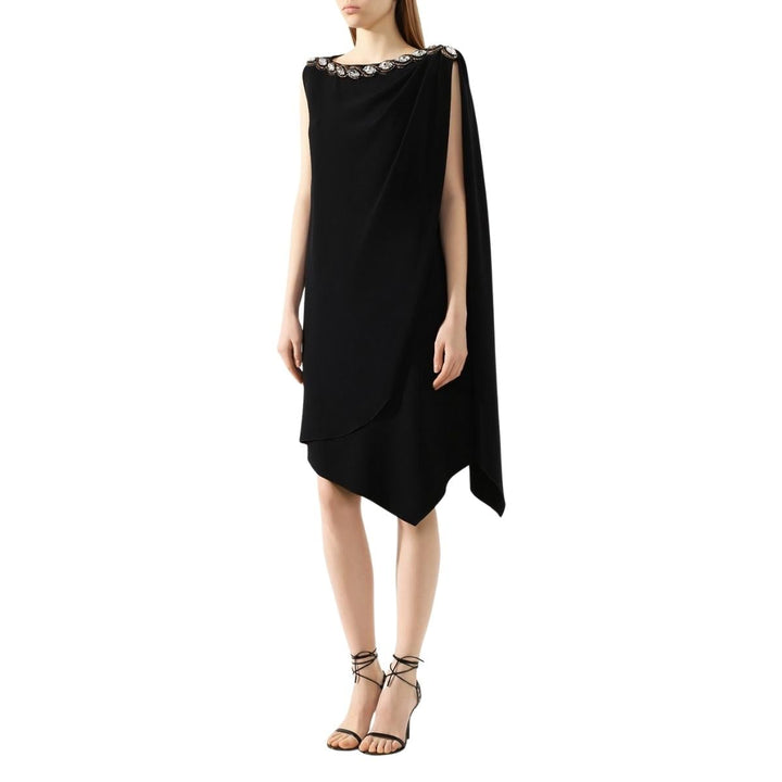 Crystal Embellished Draped Jersey Shift Dress