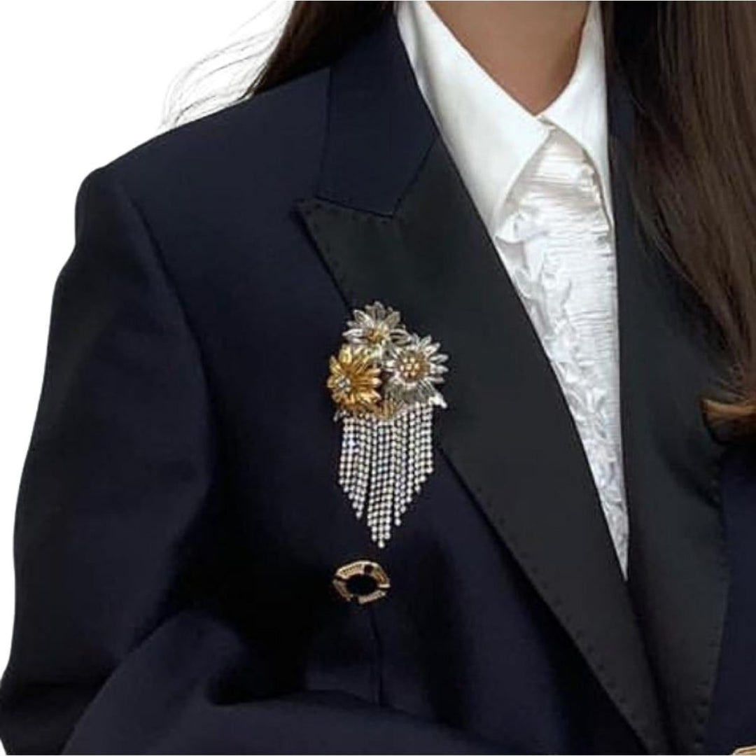 Crystal Flower Fringe Brooch