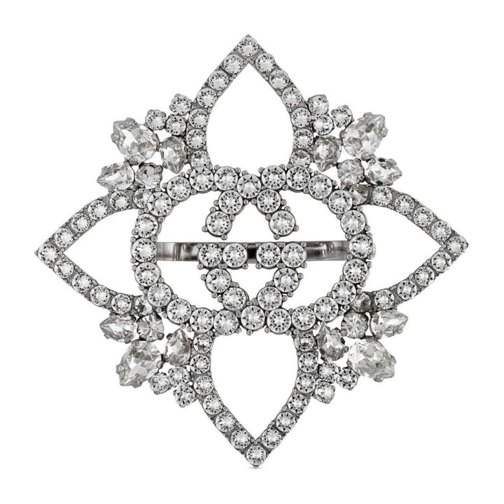 Gucci-Crystal Interlocking GG Flower Multi-finger Ring - Runway Catalog