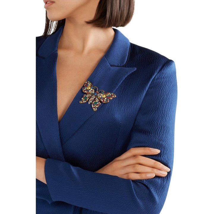 Crystal Studded Butterfly Brooch