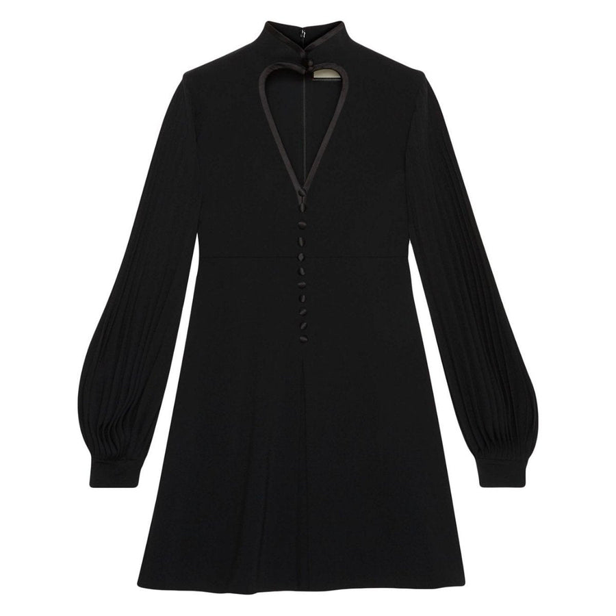 Gucci-Cutout Silk Satin-trimmed Pleated Crepe Mini Dress - Runway Catalog