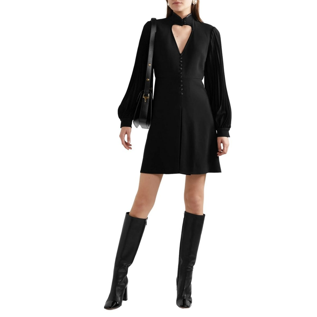 Heart Cutout Pleated Crepe Dress