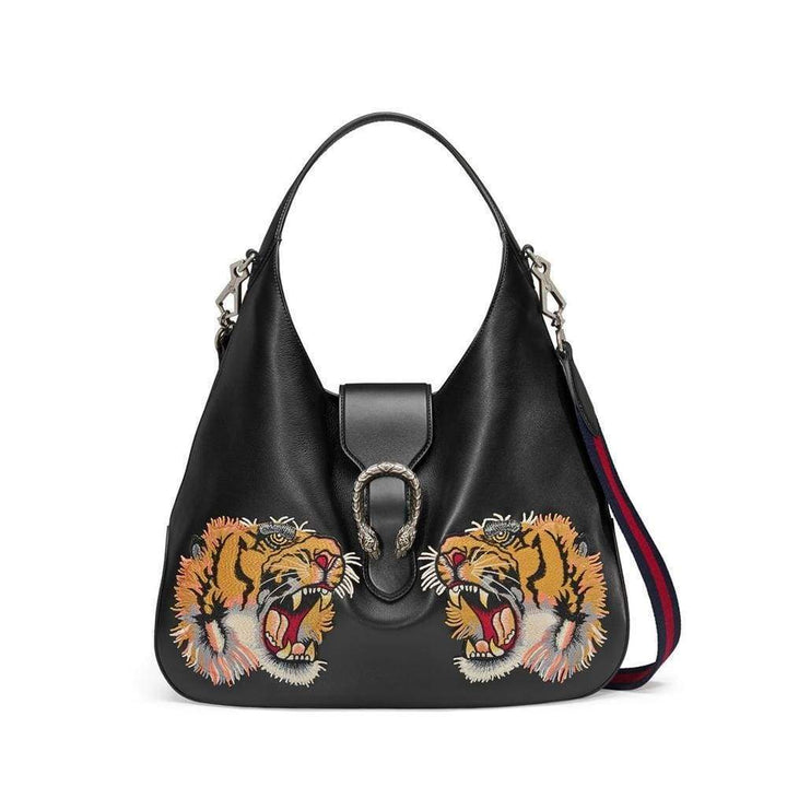 Dionysus Embroidered Maxi Leather Hobo Bag