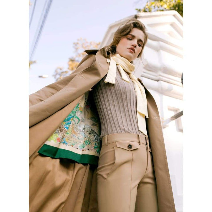 Double-Breasted Belted Trench Coat