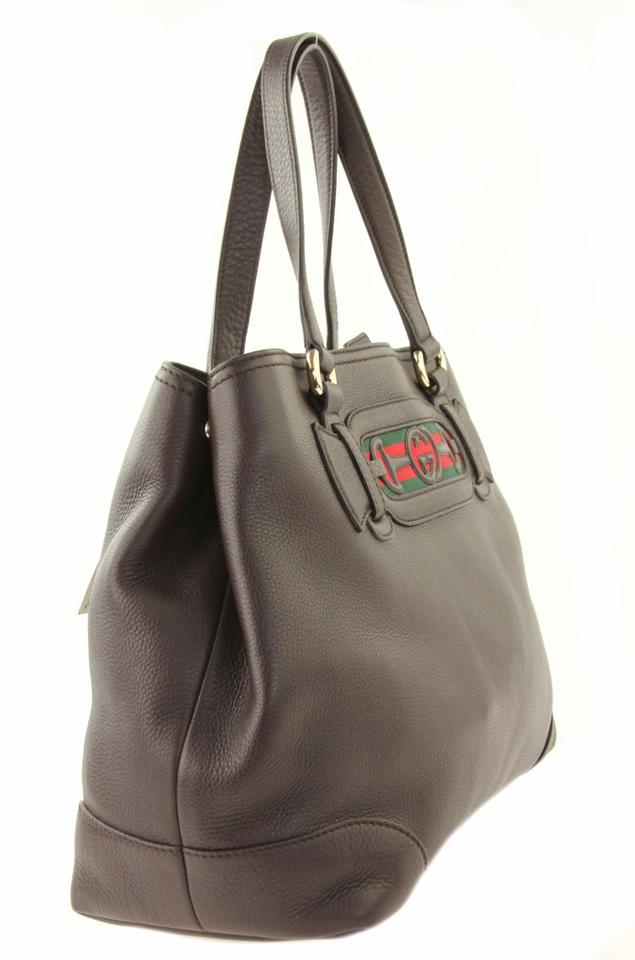 G*G East-west Coffee Brown Leather Tote