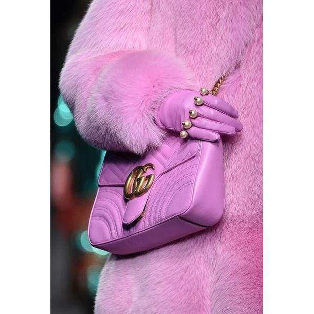 Elbow Pink Length Leather Gloves