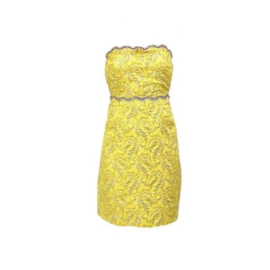 Gucci-Embellished Metallic Brocade Lurex Bustier Dress - Runway Catalog