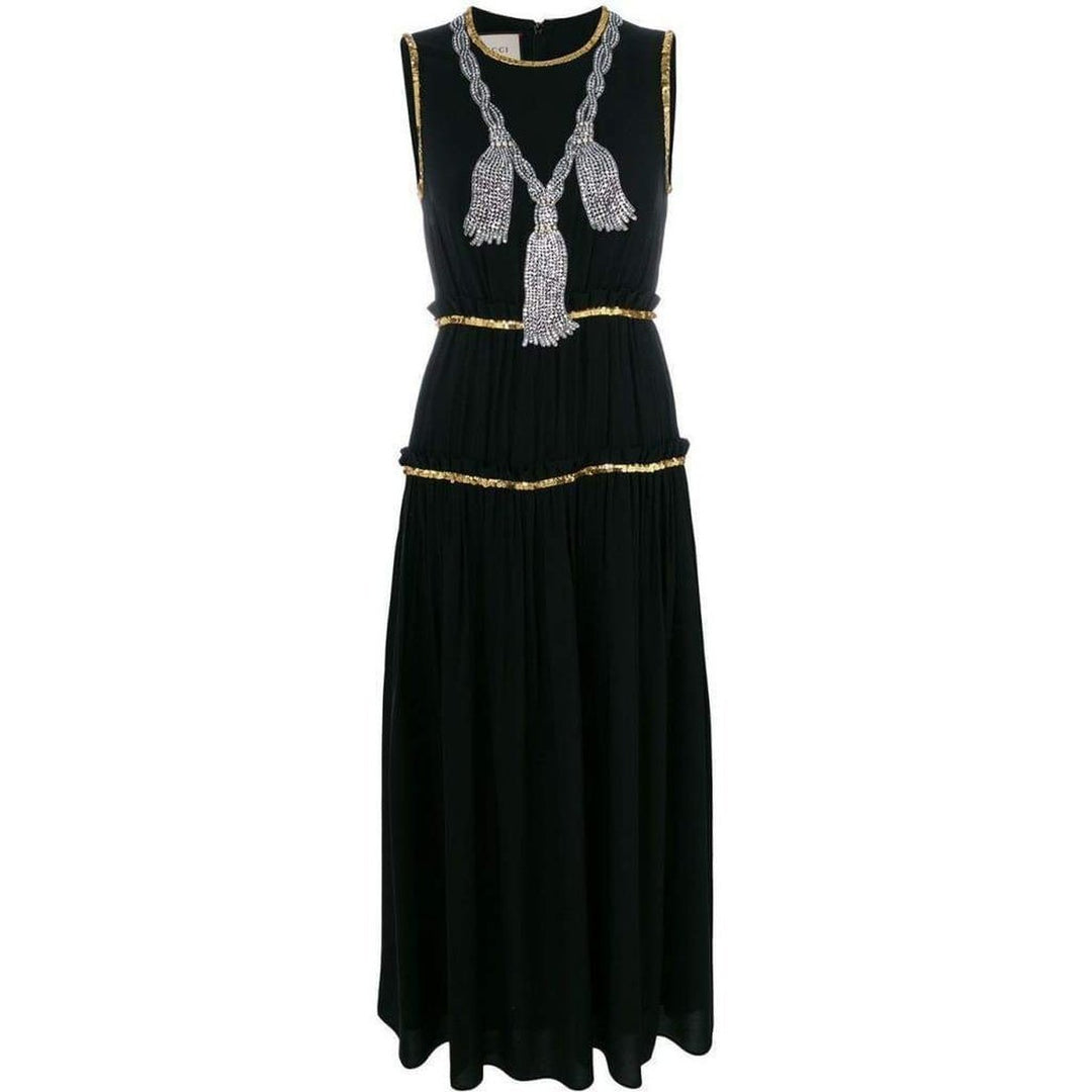 Gucci-Embellished Pleated Maxi Dress - Runway Catalog