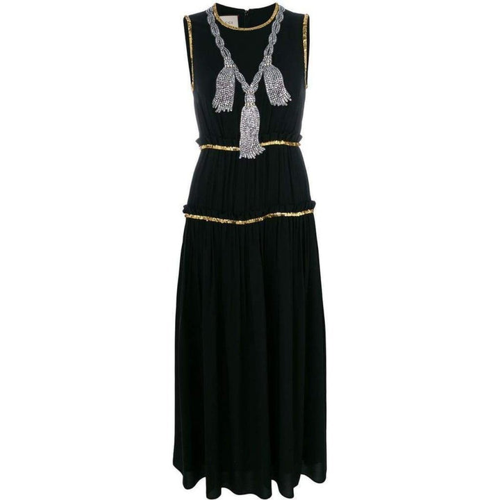 Gucci-Embellished Pleated Maxi Dress - Runway Catalog