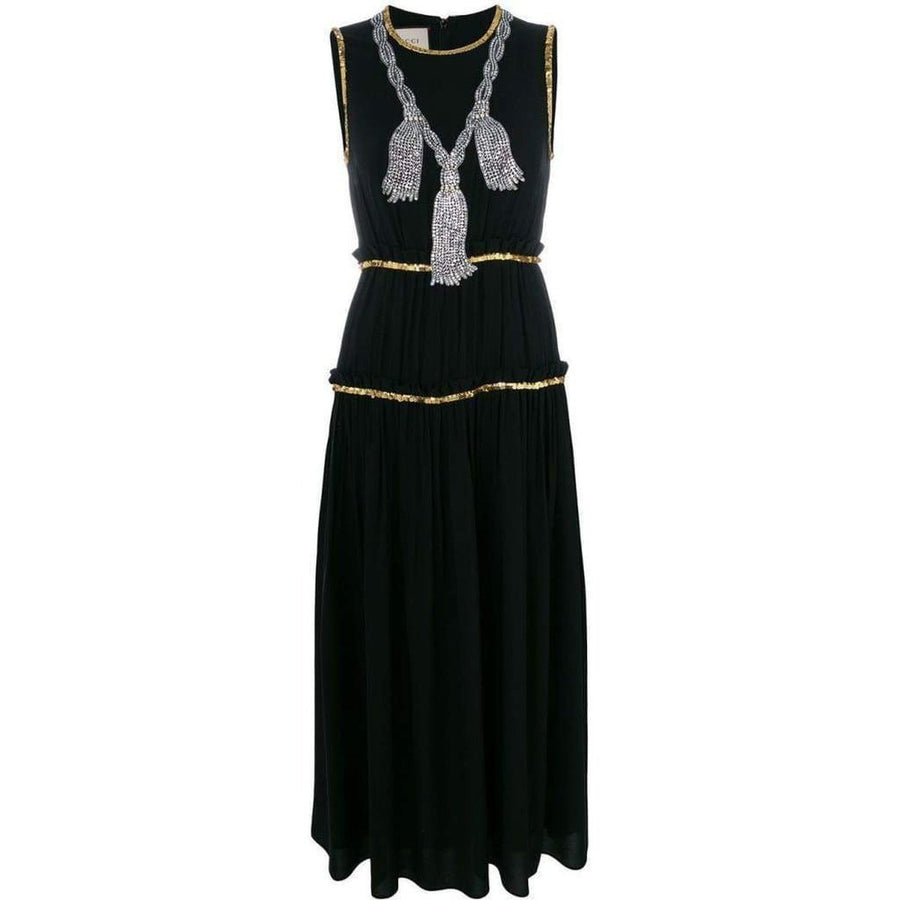 Gucci-Embellished Pleated Maxi Dress - Runway Catalog