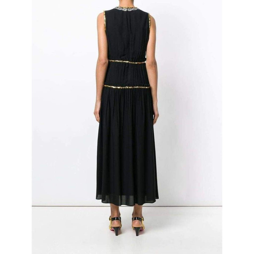 Embellished Pleated Maxi Dress