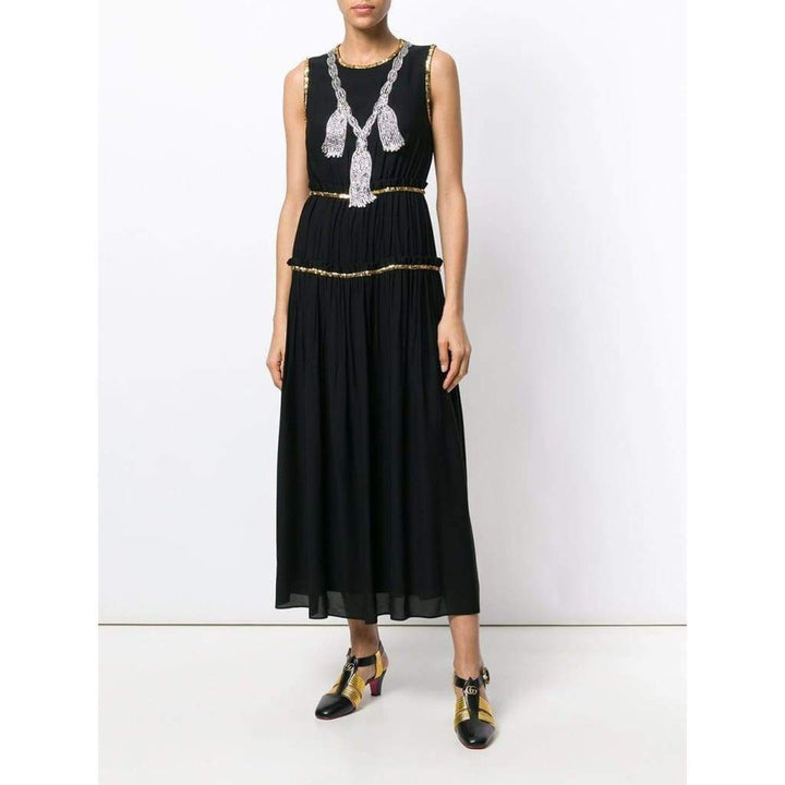 Embellished Pleated Maxi Dress