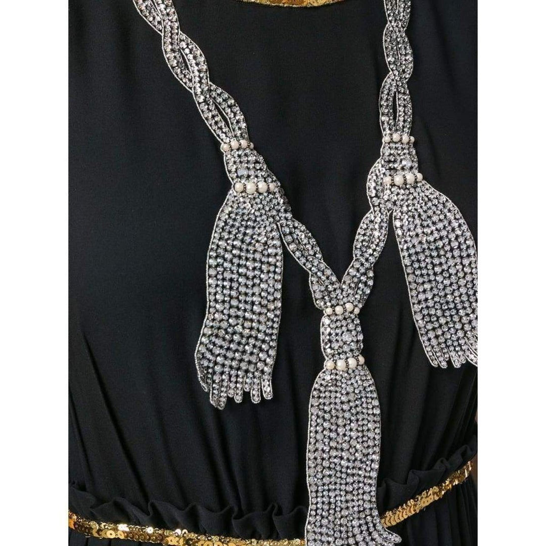 Embellished Pleated Maxi Dress