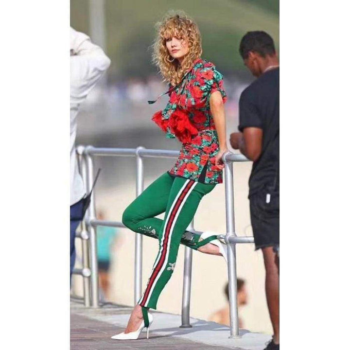 Embroidered Jersey Stirrup Leggings