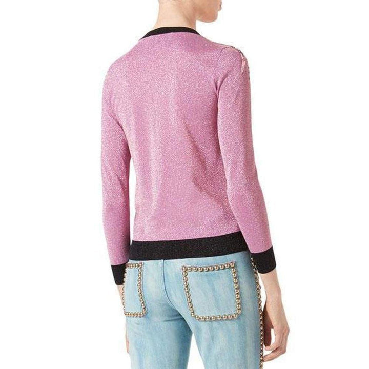 Embroidered Metallic Light Pink Sweater