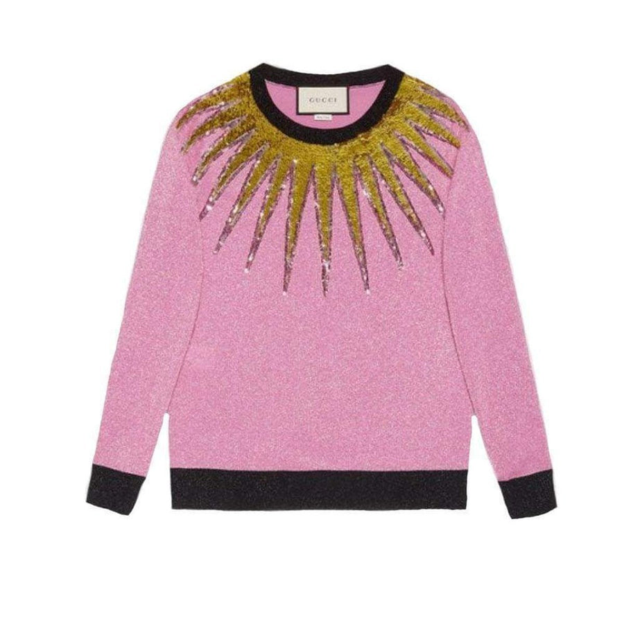 Gucci-Embroidered Metallic Light Pink Sweater - Runway Catalog