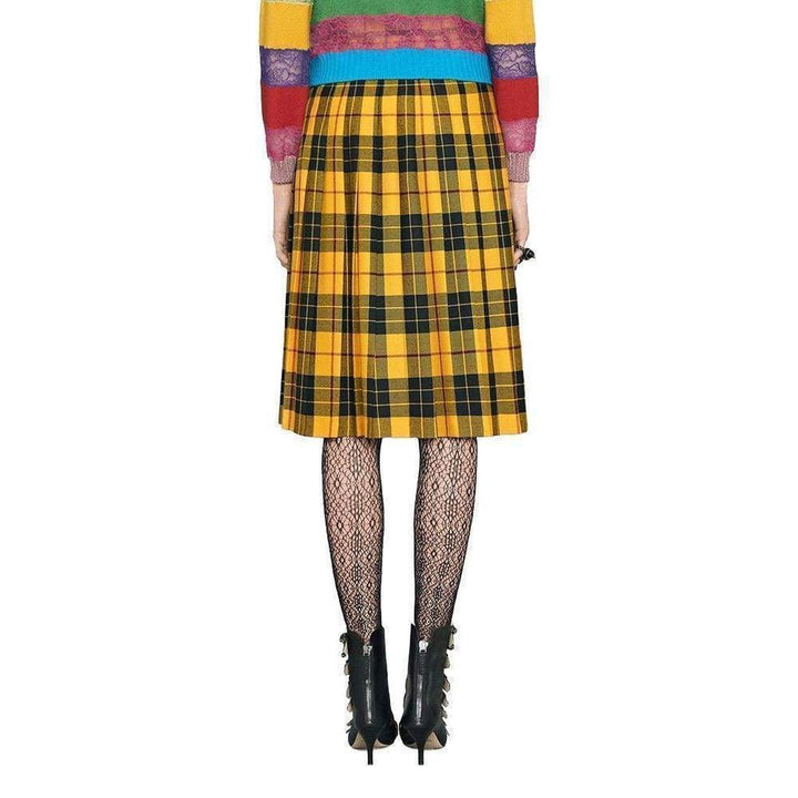 Embroidered Tartan Wool Skirt