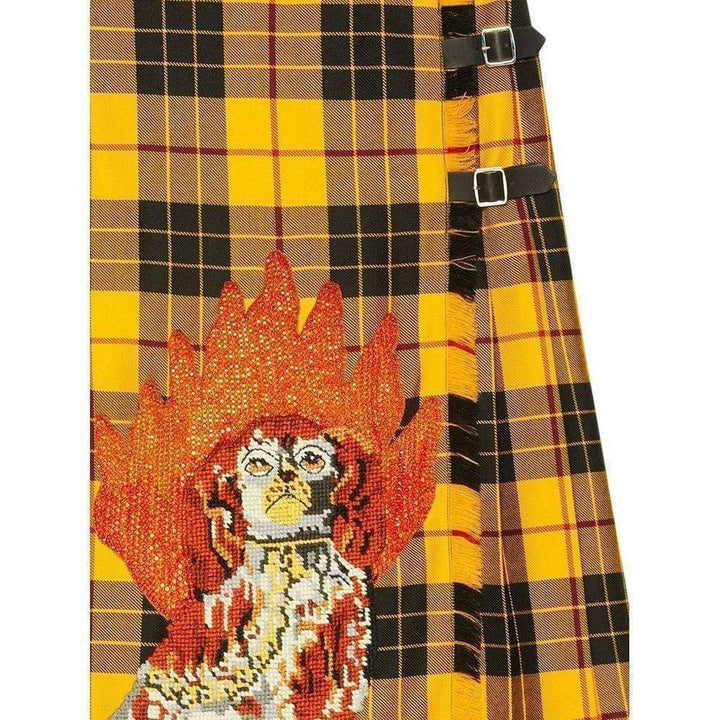 Embroidered Tartan Wool Skirt