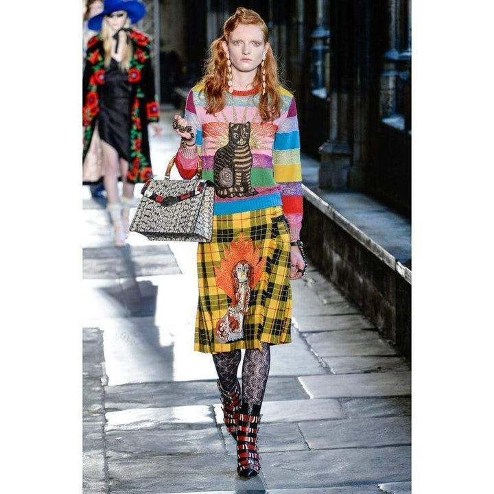 Embroidered Tartan Wool Skirt