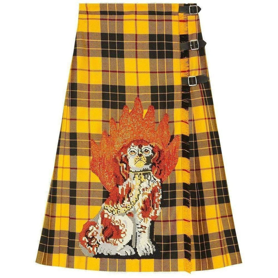 Gucci-Embroidered Tartan Wool Skirt - Runway Catalog