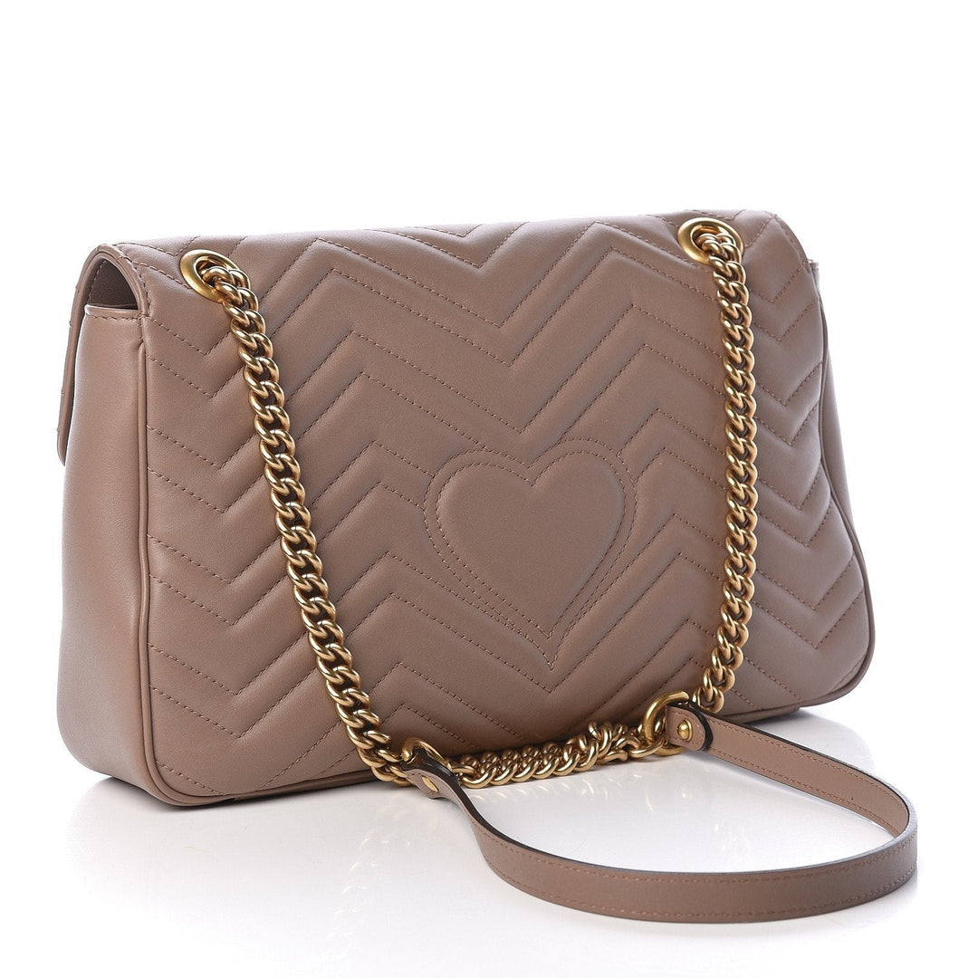 Gucci Marmont Dusty Pink Leather GG Matelasse Flap Shoulder Bag 443496