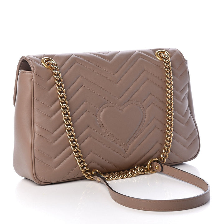 Gucci Marmont Dusty Pink Leather GG Matelasse Flap Shoulder Bag 443496