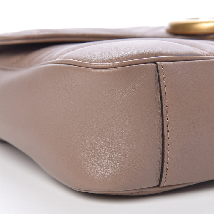 Gucci Marmont Dusty Pink Leather GG Matelasse Flap Shoulder Bag 443496