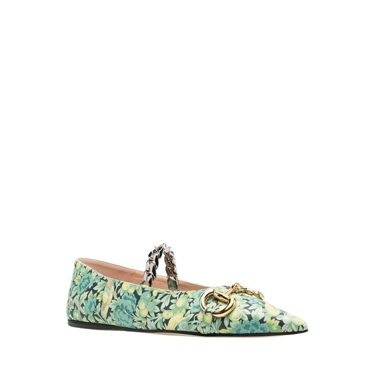 Floral Horsebit Ballerina Shoes