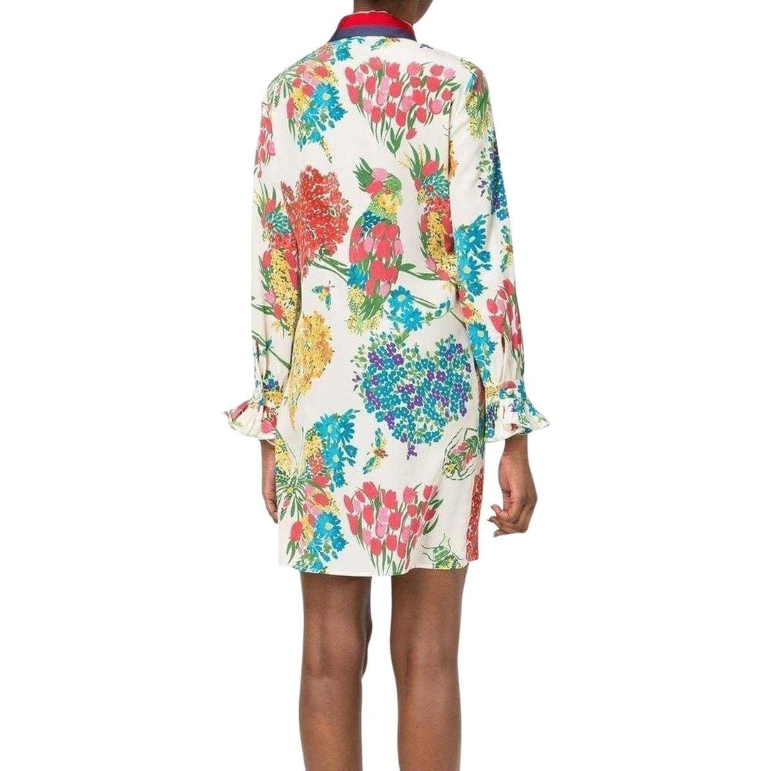 Floral Print Ruffle Trim Shirt Dress