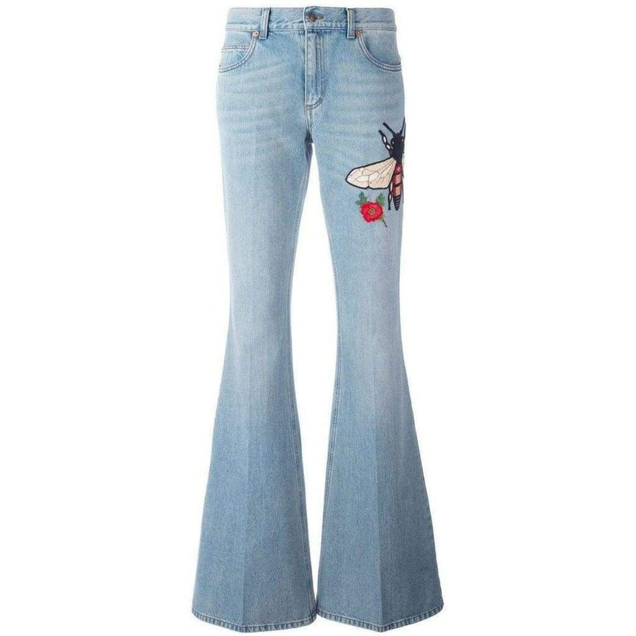 Gucci-Fly Embroidered Flared Cotton Jeans - Runway Catalog