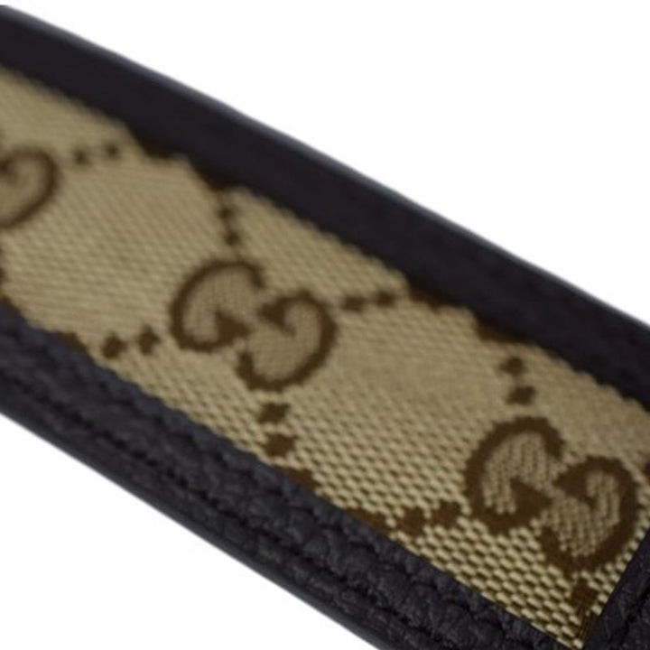 Gucci GG Canvas Brown Leather Palladium Buckle Belt 95/38 449716