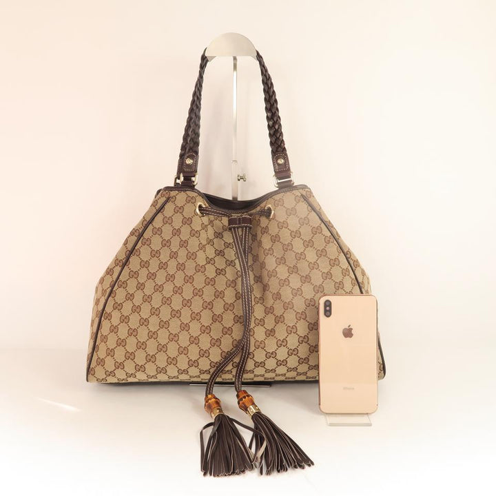 G*G Gg Brown Canvas Tote