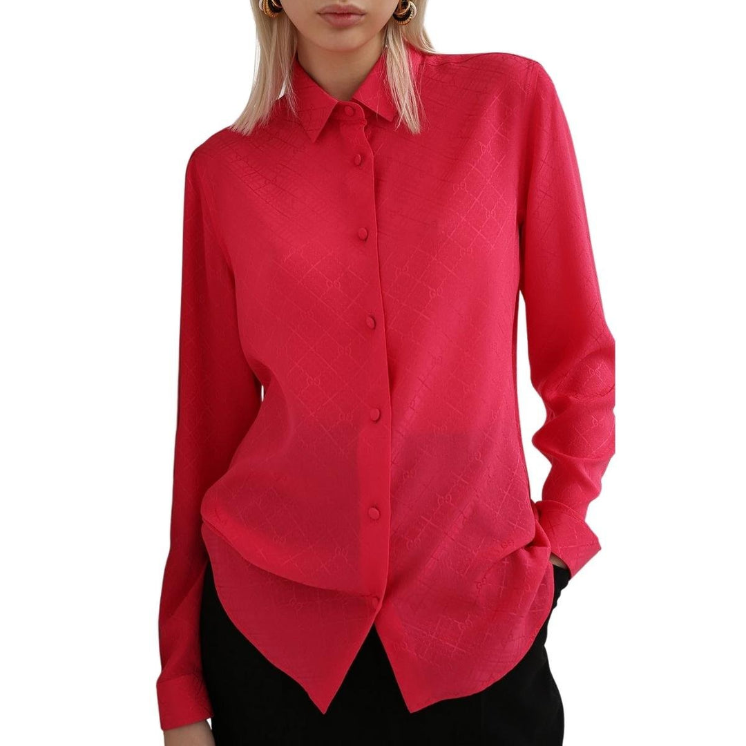 GG Check Silk Crêpe Jacquard Silk Shirt