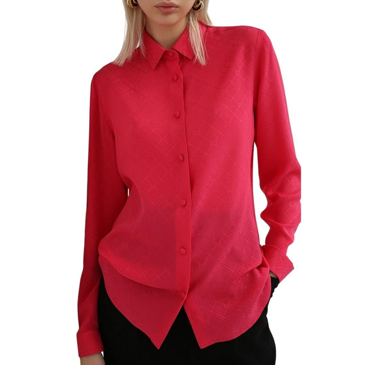 GG Check Silk Crêpe Jacquard Silk Shirt