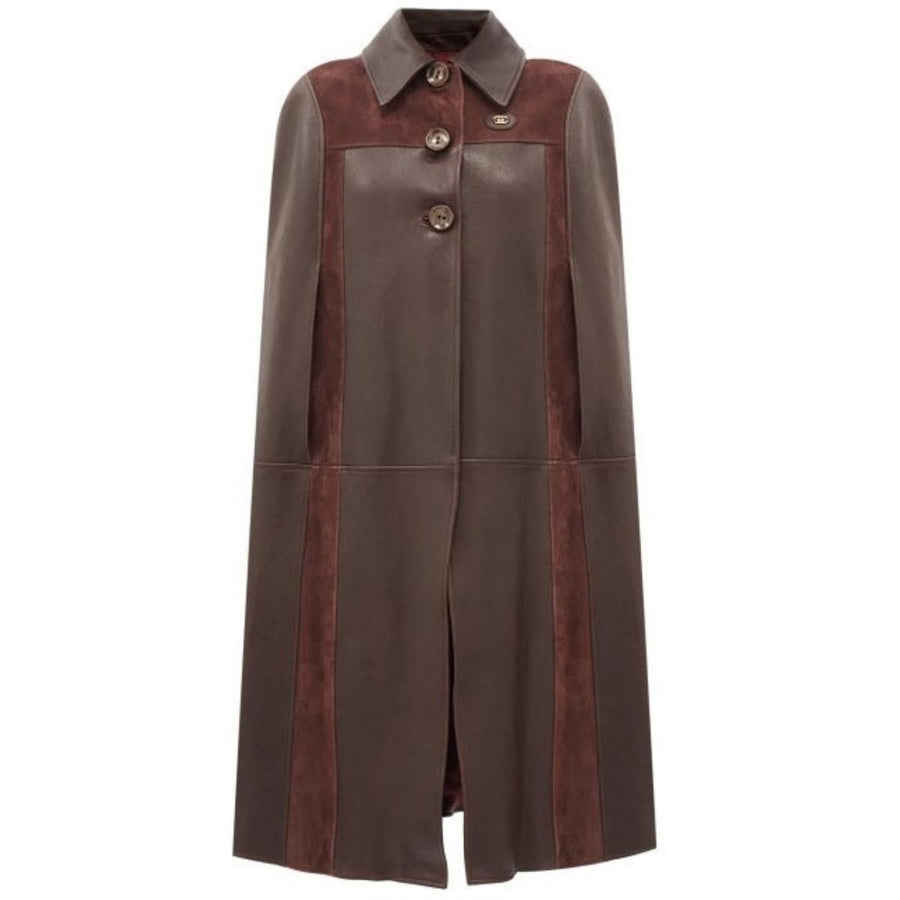 Gucci-GG-logo Leather And Suede Cape - Runway Catalog
