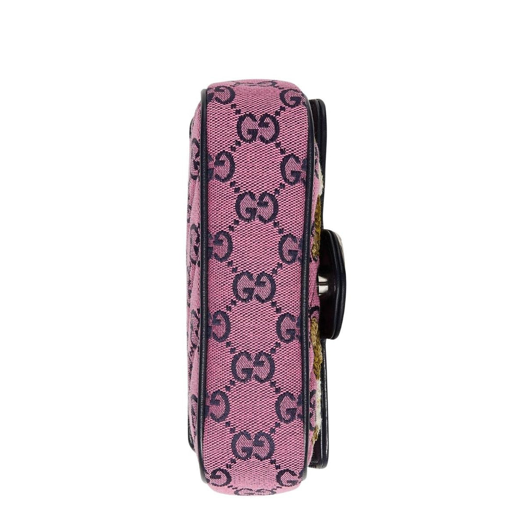 GG Marmont Pink Embroidery Super Mini Bag