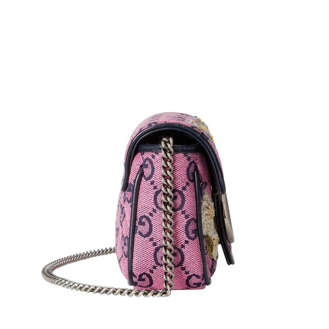 GG Marmont Pink Embroidery Super Mini Bag