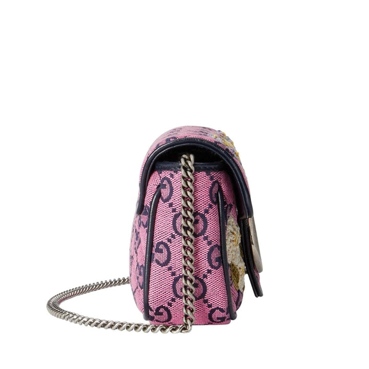GG Marmont Pink Embroidery Super Mini Bag